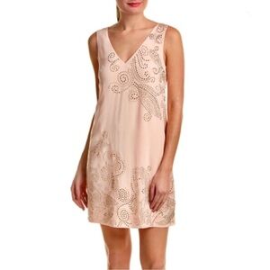 Trina Turk Glitterati Shift Silk Dress Champagne Pink 4